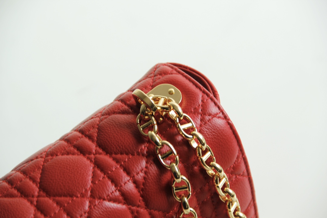 Large Dior Caro Bag Red Supple Cannage Calfskin